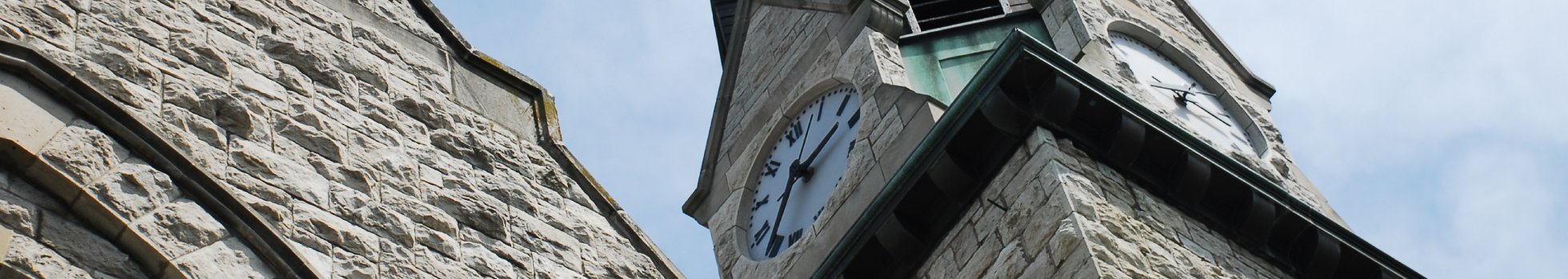 Stone Chapel clock tower.