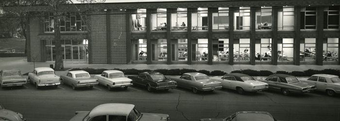 Historic exterior photo of Breech School of Business.