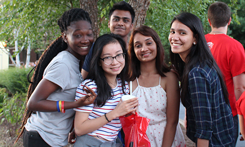 International students posing together.