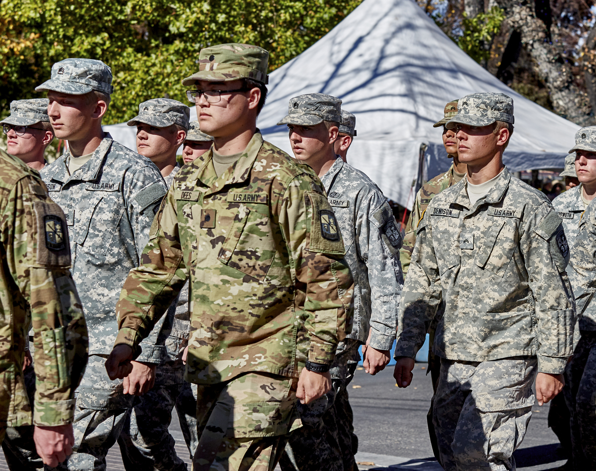 ROTC members marching in parade