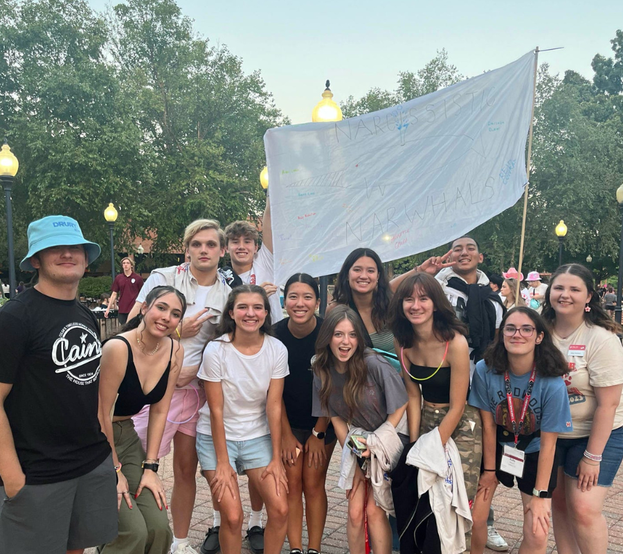 Students posing for a photo at Orientation